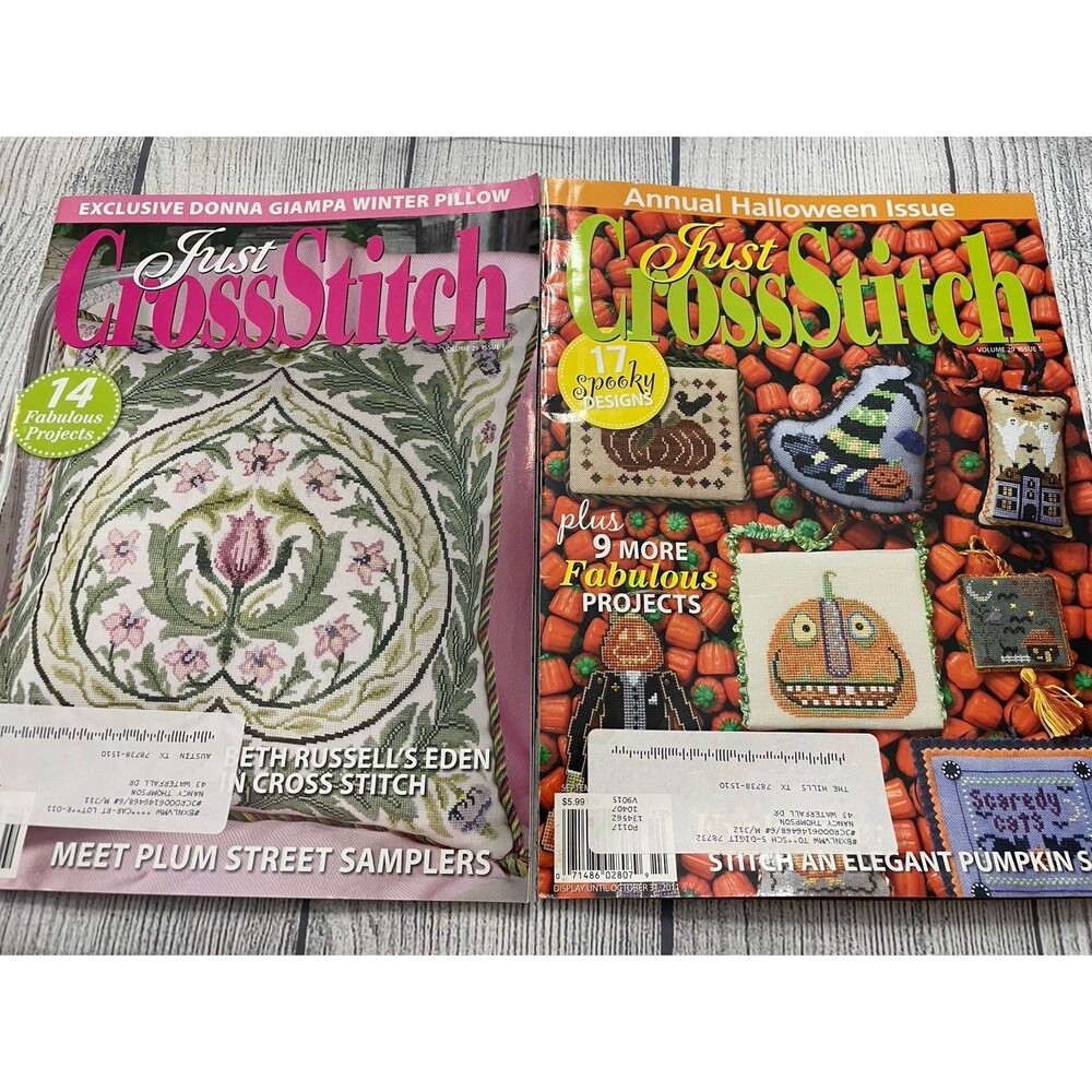Two Just Cross Stitch Magazines: Jan/Feb 2011 & Sept/Oct 2011